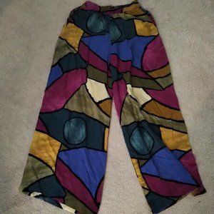 Multi-Coloured Wide-Leg Pants